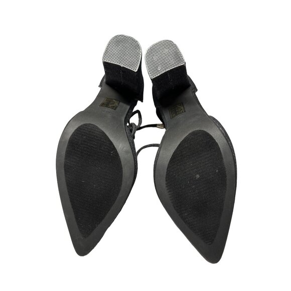 Cape Robin Denim Sandals Patches Block Denim Heels Strappy Ankle Point Toe 8 - Picture 9 of 13